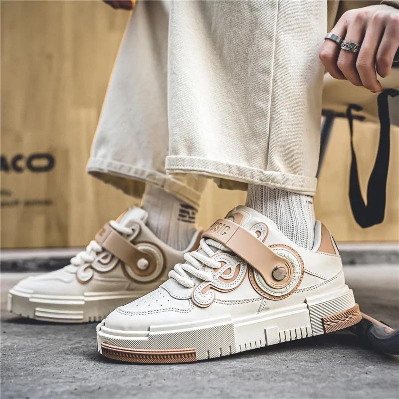 Fashion 2024 New Men's Designer Skateboard Sneakers Spring Fashion Beige Mens Platform Shoes Hip Hop Sneakers Men Casual Sports Shoes