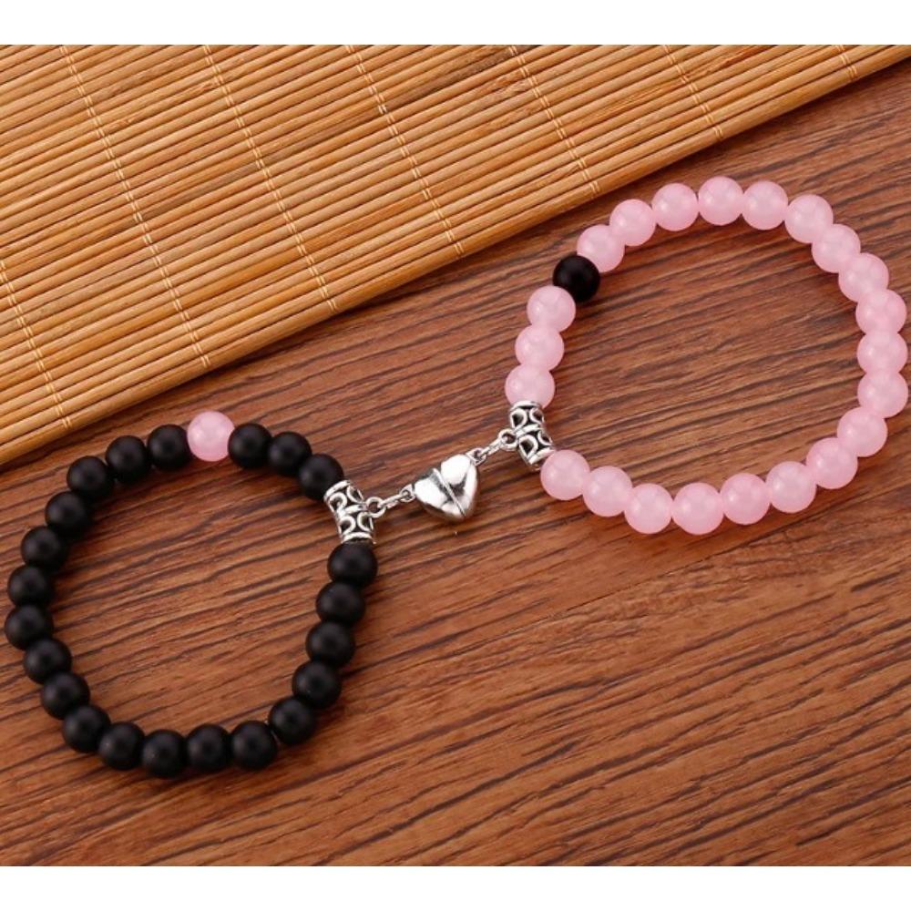 Heart-to-heart Attraction Couple Bracelet Female, Niche Design Sense Magnet Trend Bracelet Set Jewelry Trend