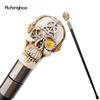 Yellow Resin Gear Eyes Skull Head Walking Cane Fashion Decorative Steel Stick Gentleman Elegant Cosplay Cane Knob Crosier 94cm