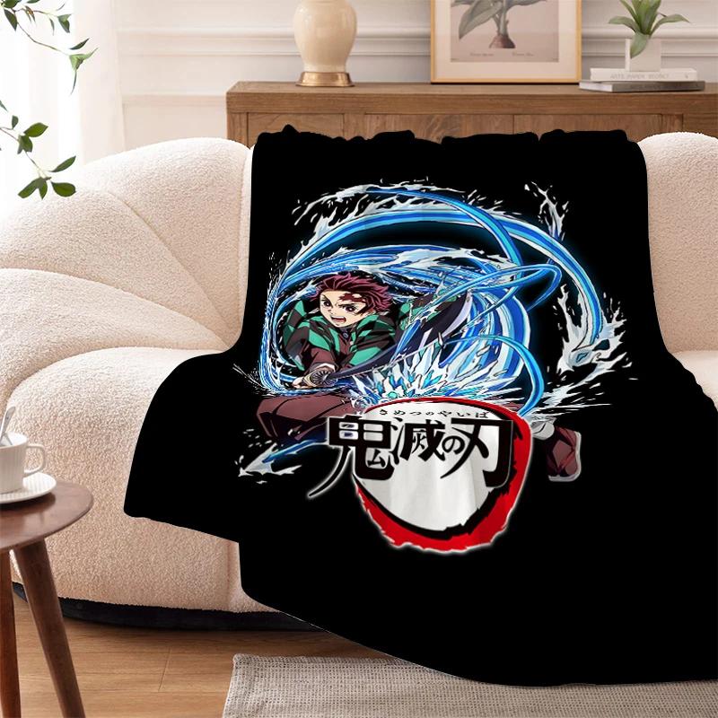 Sofa Blankets for Winter Anime D-Demons Slayer Warm Knee Bed Fleece Camping Fluffy Soft Blankets Microfiber Bedding King Size