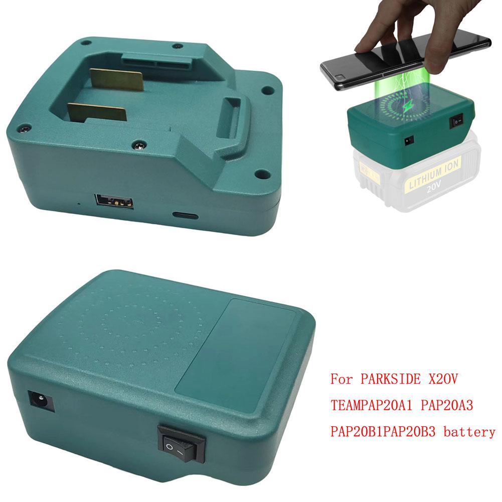 Wireless Battery Charger Adapter For Mobile Phone For PARKSIDE X20V PAP20A1 PAP20A3 Power Tools Replacement Wireless Charger
