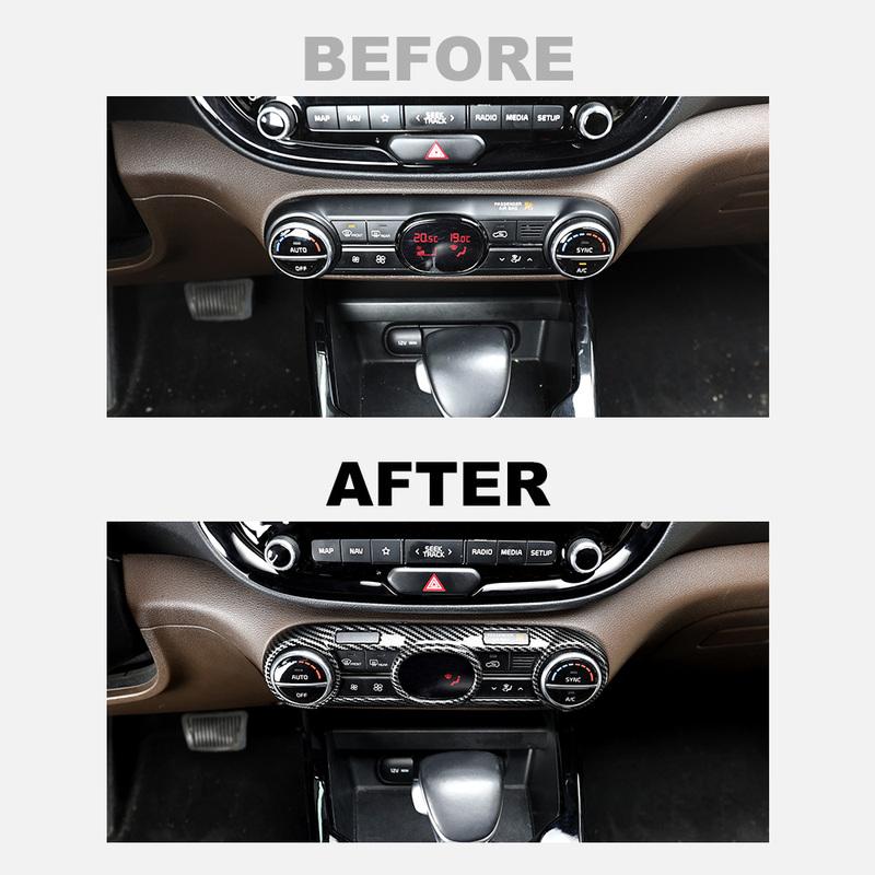 Red Carbon Fiber Interior Air Conditional Adjustment Cover Switch Button Trim Frame Cover For KIA Soul -2025 LHD