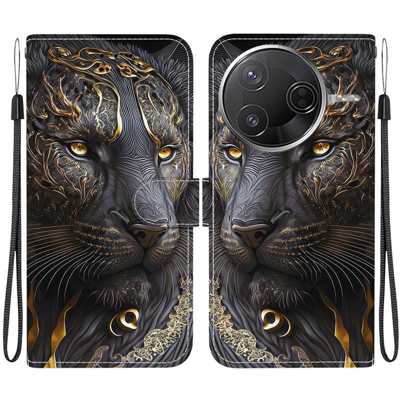 Animal Case Lion Panda Leather Phone Cover For Xiaomi Poco M7 C71 C75 F7 Ultra X7 Pro 5G Wallet Flip Card Magnetic Protect Cases