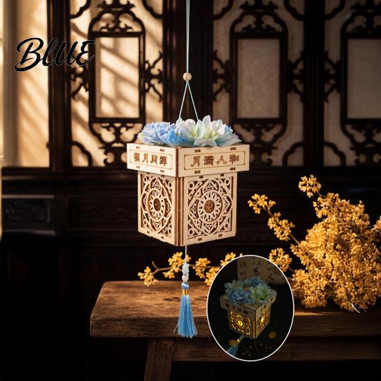 Wooden Lantern Craft DIY Wood Carving Kit Chinese Style Square Crafts for Making Kit Kid Adults Material Set Mid-Autumn Festival Artificial