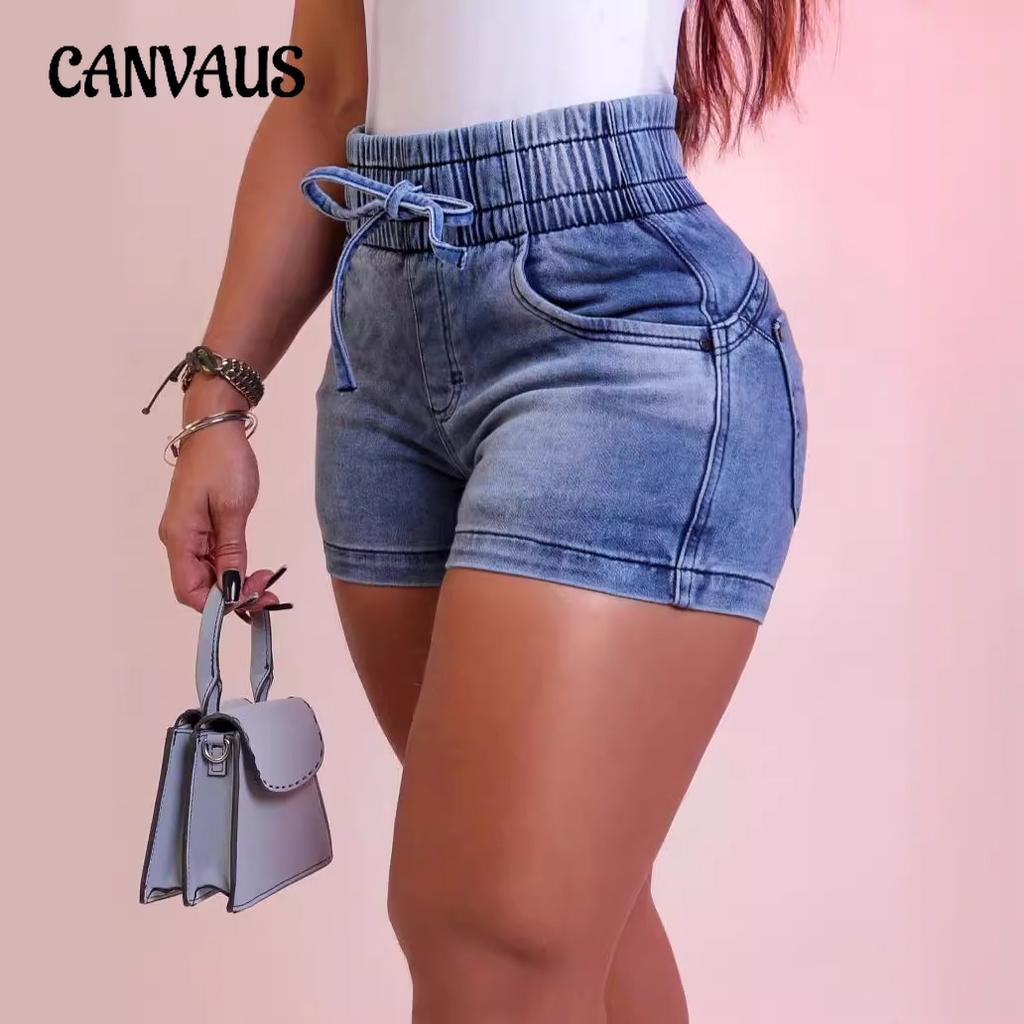 Letní dámské šortky Skinny Denim šortky Sexy streetové kalhoty s elastickým pasem s kravatou