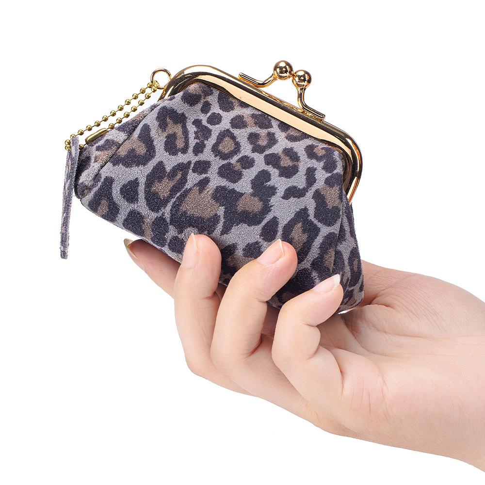 Genuine Leather Leopard Print Mini Coin Purse - Soft Cowhide Multifunctional Change Holder for Women