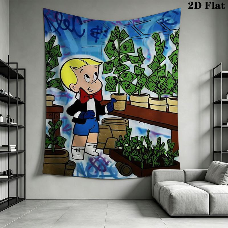 Richie Rich Comic Scene Pattern Home Decor Tapestry, Wall Hanging, Decorative RV Wall Cloth.NGT0928143