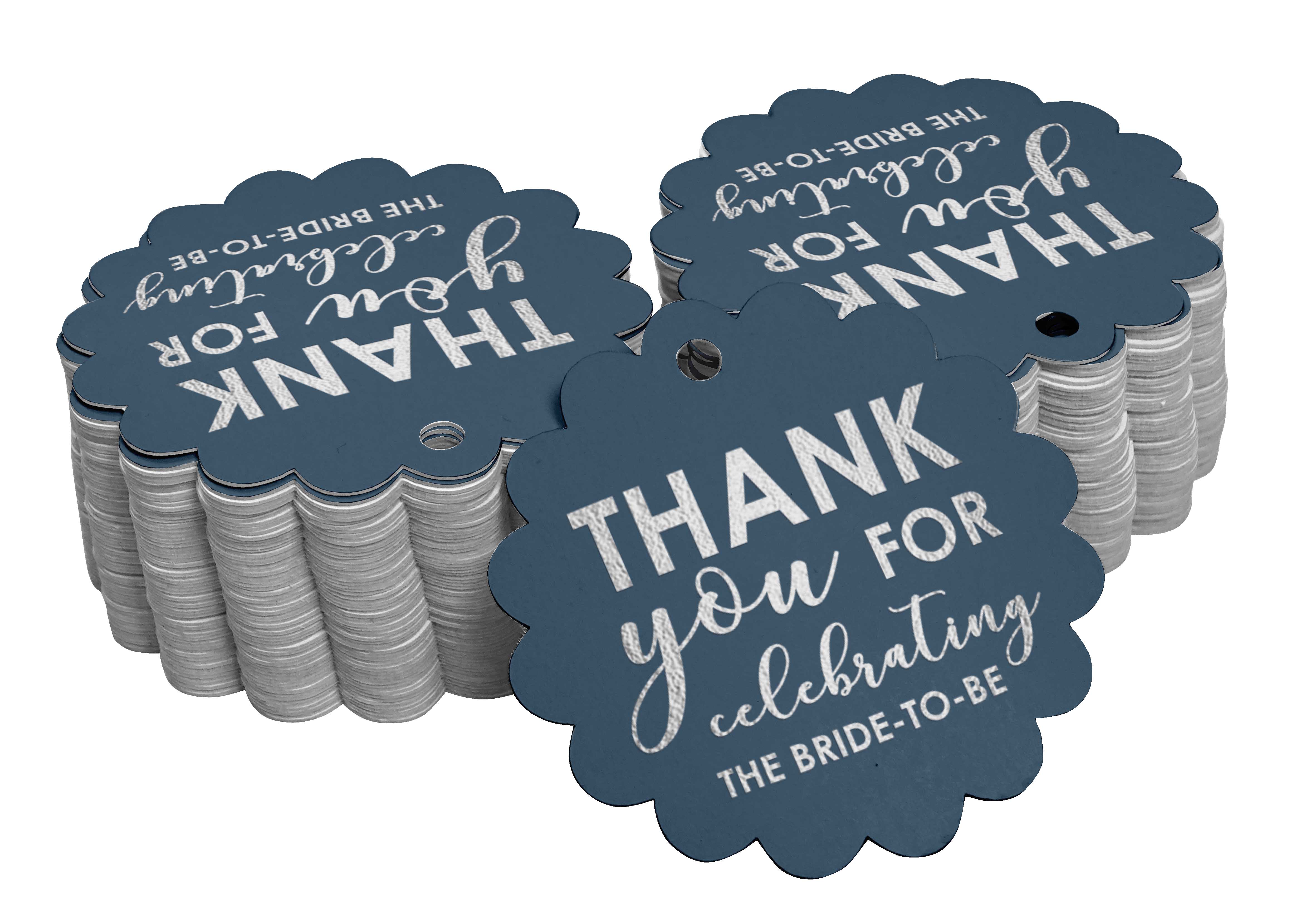 

Inkdotpot Упаковка зі 100 справжніх золотих паперових бірок із фольгою «Дякую» на честь святкування весільного свята нареченої. 50 Silver Foil Tags синій