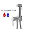 Bathroom Black Bidet Faucet Portable Toilet Bidet Sprayer Brass Toilet Bidet Faucet Hygienic Shower Hot Cold Water Toilet Faucet