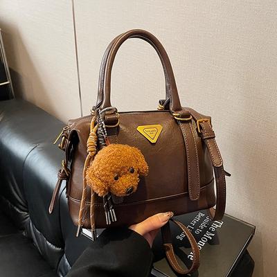 Winter Maillard Retro Portable Bowling Bag Women's 2025 New Fashion Commuter Versatile Messenger Pillow Bag