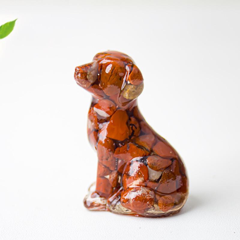 Resin Dog Figurine With Natural Crystal For Office Desk Decor And Home Gift