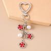 Keychain Pendant Rhinestones Inlaid Flower Imitation Pearls Charm Key Chain Zinc Alloy Key Ring Backpack Accessory