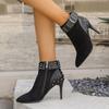 Herbst/Winter Neue Stiefel Nieten High Heels Sexy Schlankmachende Mode Stiefel Spitze Zehen Stiletto Absatz Schlank Elegant Damen Kurze Stiefel