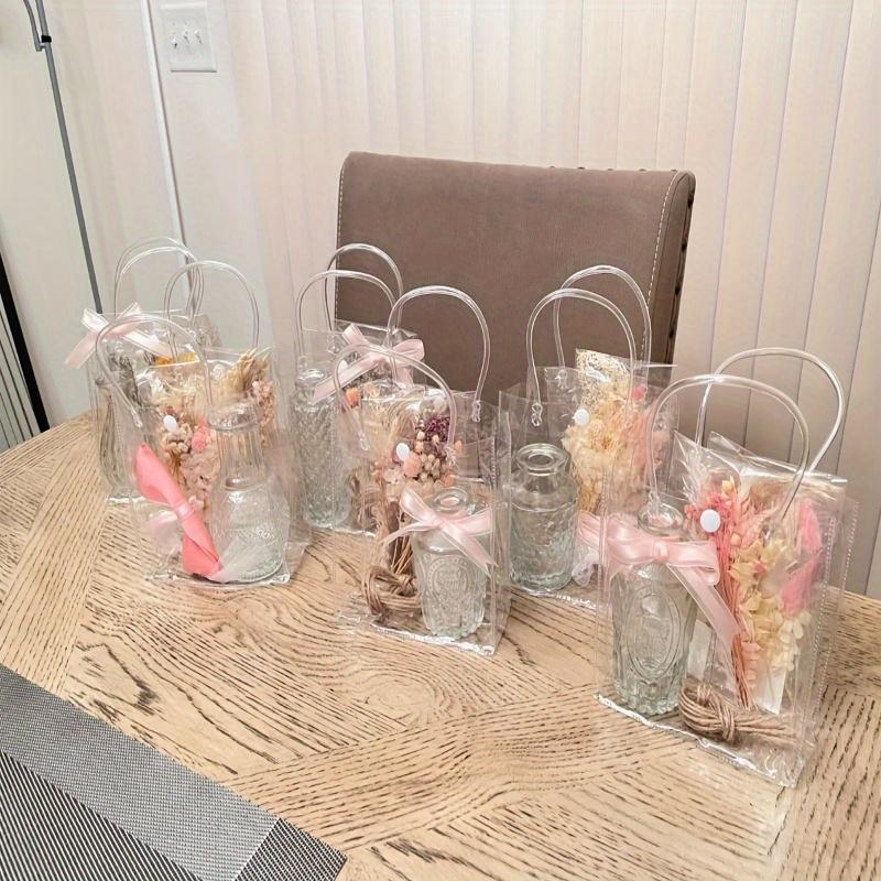 Plastic Gift Bags Clear PVC Bag With Handles Reusable Tote Bags Transparent Shopping Bag Gift Packing Bag Handbag Storage Bag