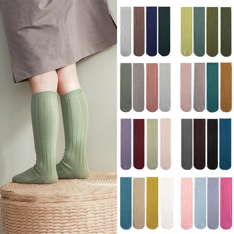 Soft Cotton Ribbed Knee High Socks for Baby Toddler Kids Breathable Solid Long Leg Warmers for Newborn Boys and Girls