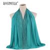 A007 Rhinestone & Pearl Embellished Long Scarf with Lace Trim