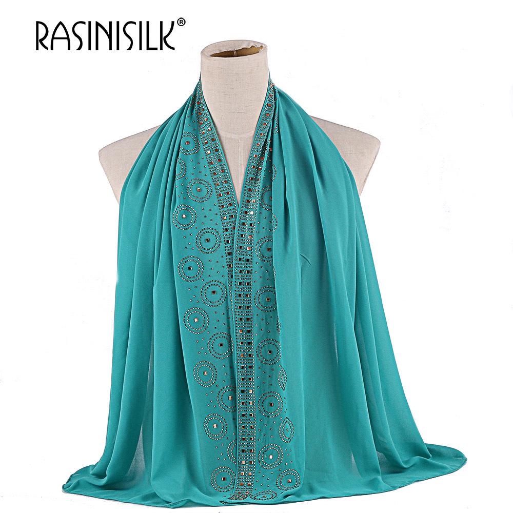 A007 Rhinestone & Pearl Embellished Long Scarf with Lace Trim