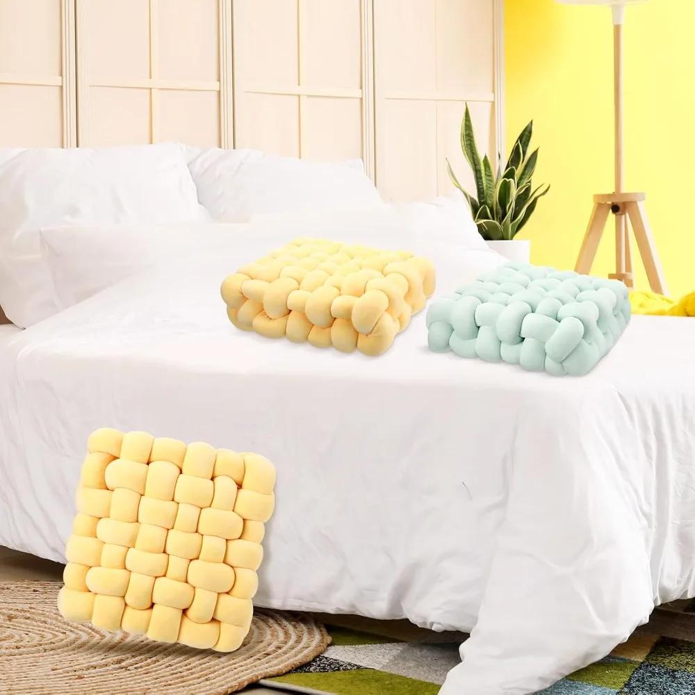 Knot Hand-made Cushion 2026 Square Nordic Aesthetic Stuffed Plush Pillow Washable Cover for Office Chair & Bedside