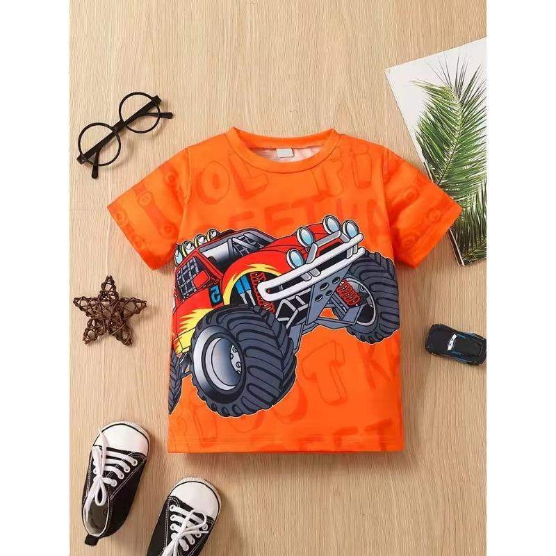 Children's Clothing Boys Tshirt Short Sleeve Girl T-Shirt 3D Cartoon Truck Print Kids Summer Clothes Children's Boy's Clothing