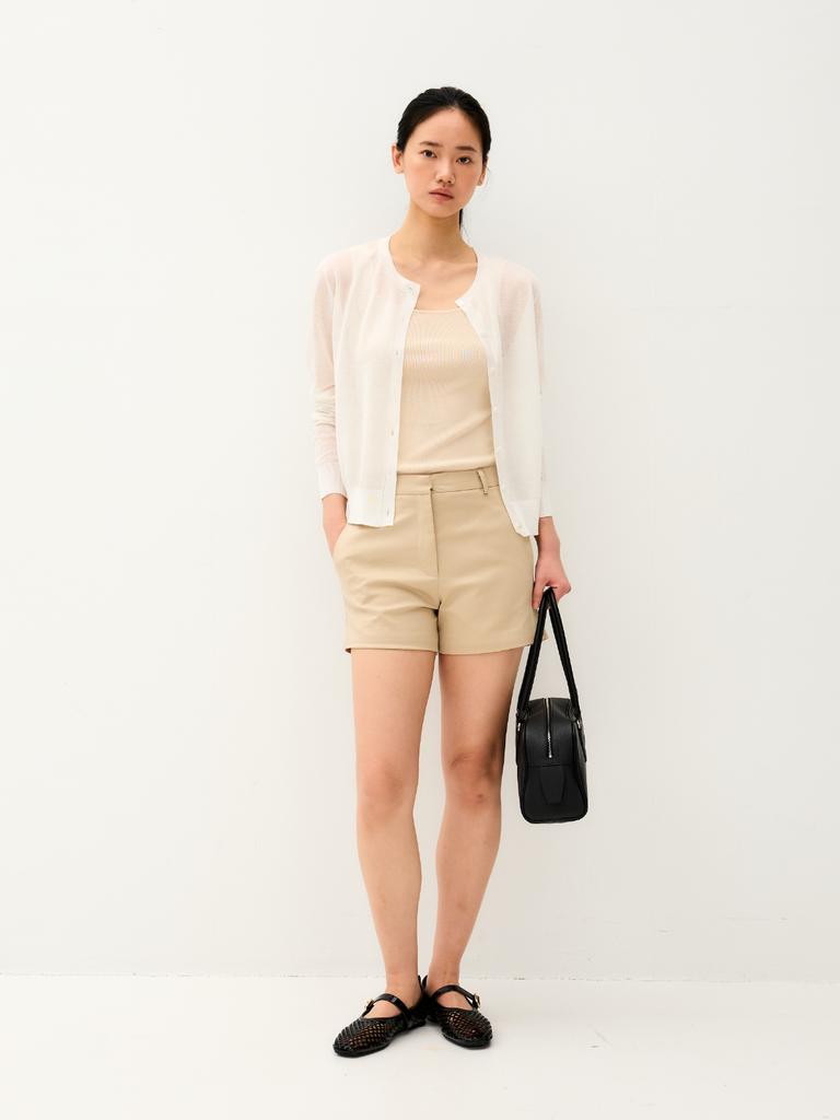 Antome Claire Linen Sheer Cardigan (White)