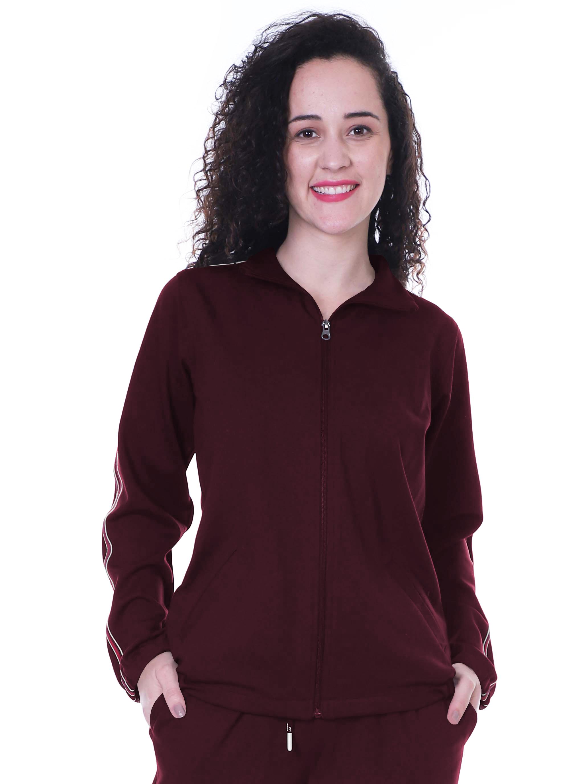 

Moomaya Solid Zipper Jacket Womens Long Sleeve Jogger Track Top With Pockets XX-Large малиновий