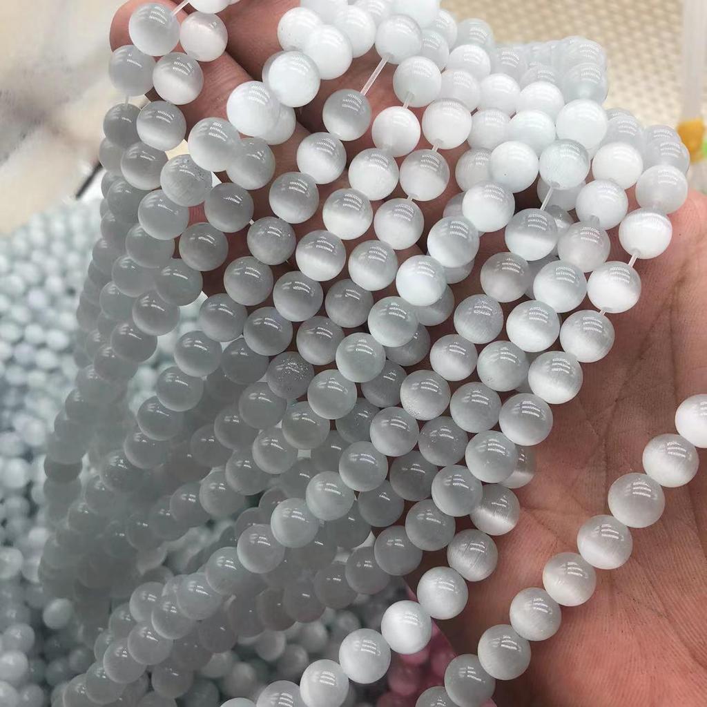 Rosa & Weiße Katzenaugen-Edelsteinperlen - DIY Handgefertigte Stränge für Armbänder