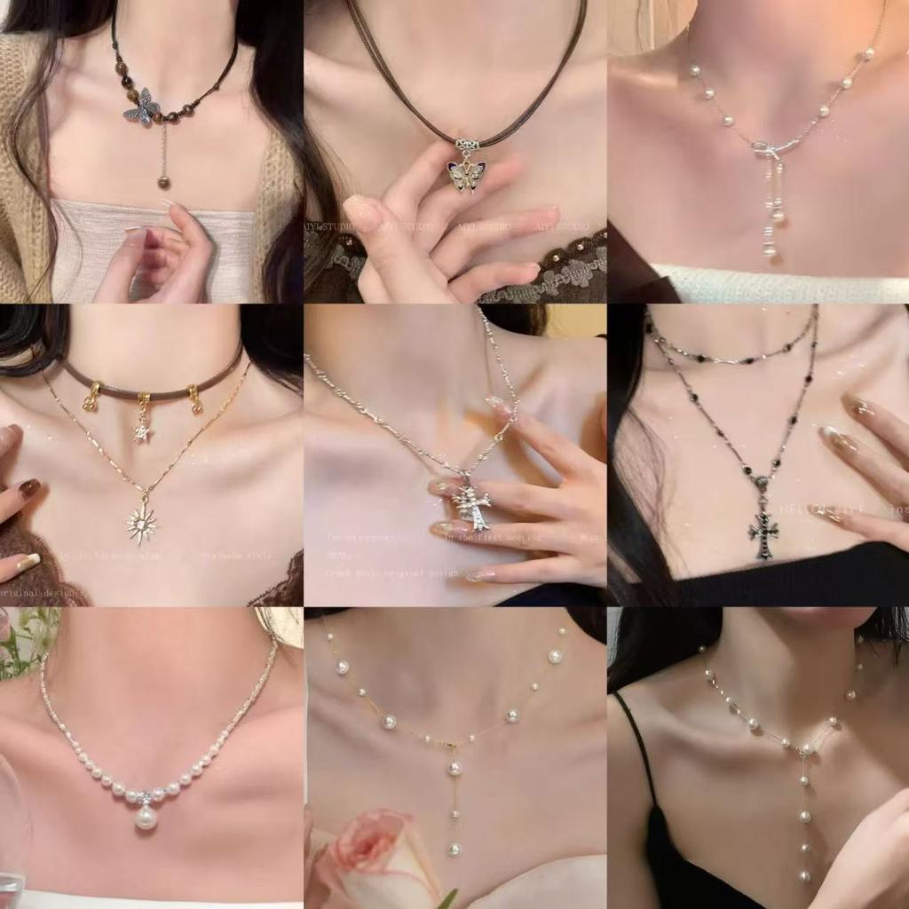 Gypsy natural freshwater pearl necklace women's new light luxury niche fringed collarbone chain fashion neck chain
