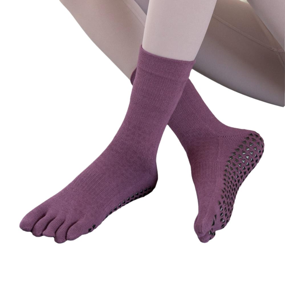 

Cotton Yoga Socks Anti-slip Long Tube Socks Professional Sport Stockings Pilates Training темно-фиолетового