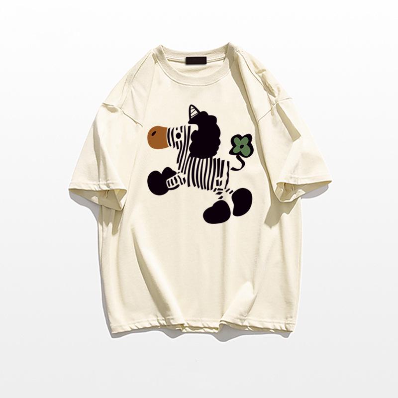 

Женская серая хлопковая футболка с принтом единорога - Дизайн Лето 2025 M абрикосовый