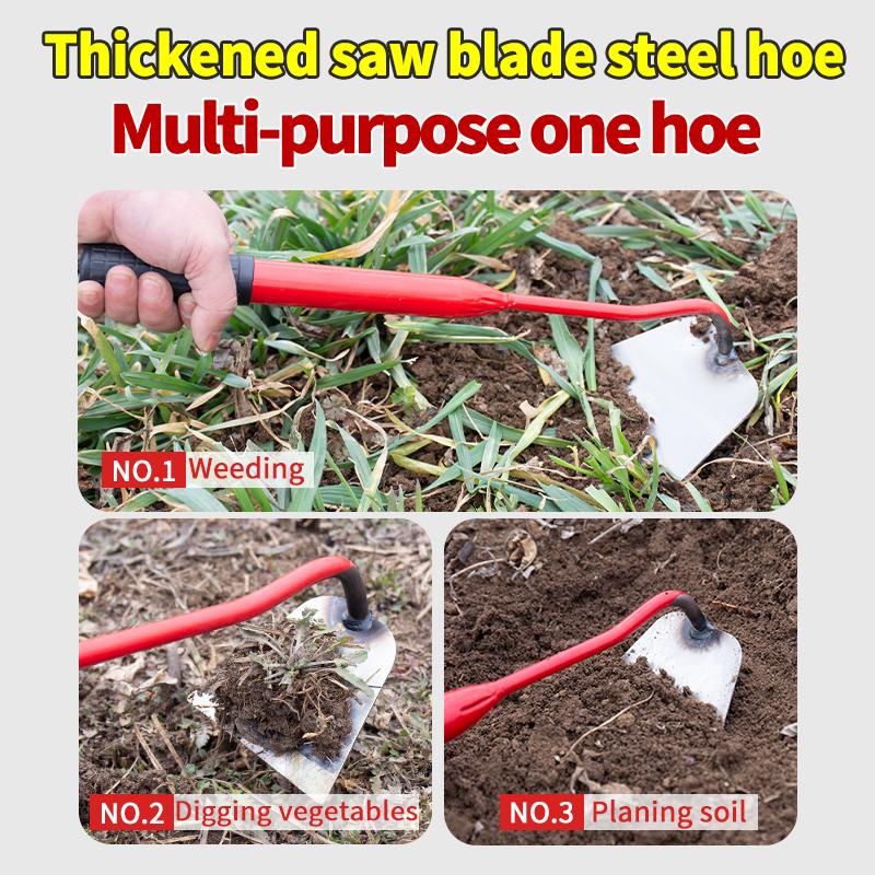 Carbon Steel Garden Hoe, Agricultural Weeding and Soil Loosening Tool, Durable Metal Hoe for Gardening