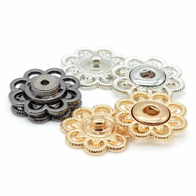 9 Sets Vintage Metalen Bloem Drukknopen Naaien op Drukknopen Sluitingen voor DIY Ambacht Jeans Jas Naaien