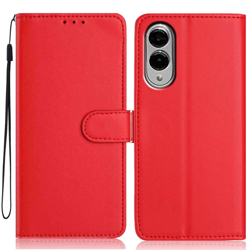For Samsung Galaxy S25 Edge Wallet Case with Strap/Multiple Card Slots Solid Color Leather Stand Phone Cover
