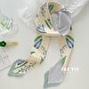 Fashion Printing Silk Hair Scarf for Women Chiffon Long Ribbon Ponytail Ties Headbands