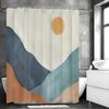 Abstract Flat Illustration Landscape Shower Curtain, Bathroom Decorative Shower Curtain, Waterproof Shower Curtain with Hooks