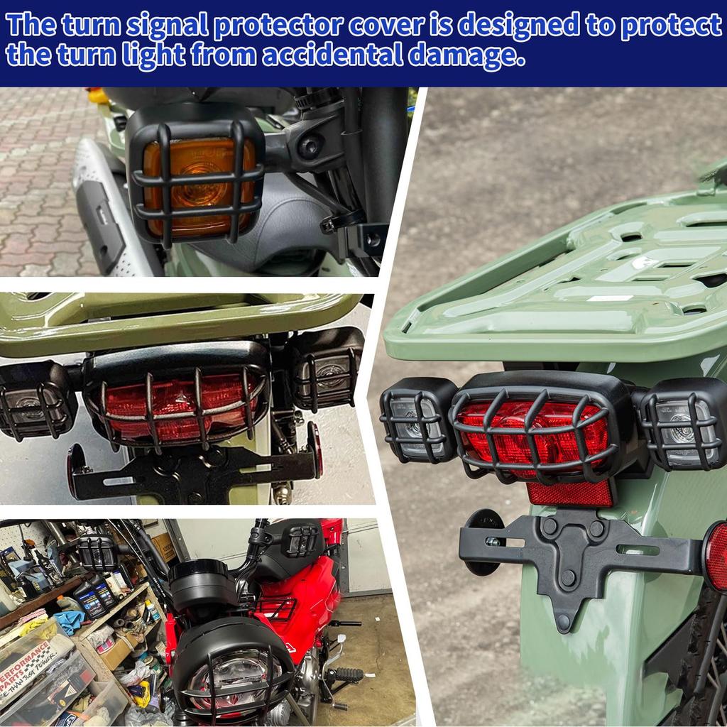 Midimttop Motorcycle Matte Black Headlight Turn Signal Tail Light Grille Cover Headlamp Light Cover