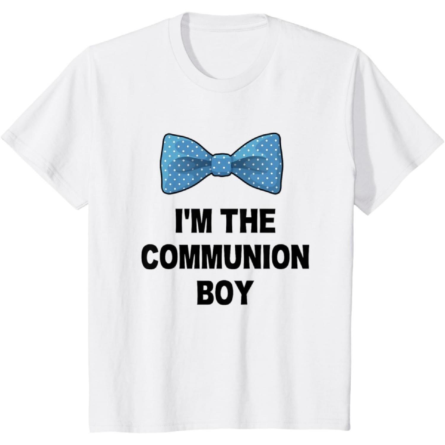 Kids Cute Communion Boy Shirt My First Communion Holy Christian T-Shirt S
