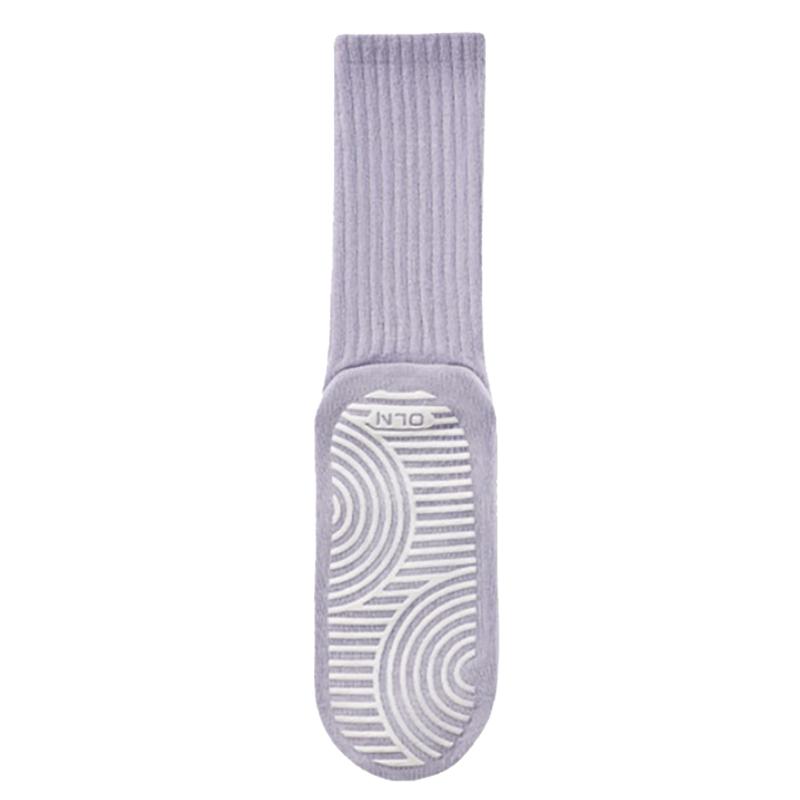 

Cotton Mid-Calf Solid Color Silicone Non-Slip Sports Stockings Fitness Pilates Yoga Socks Women Dance Socks Floor Socks фиолетовый