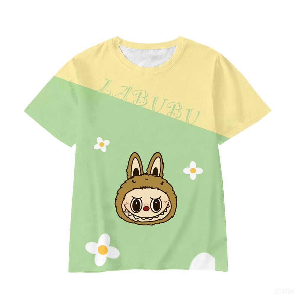 2025 New Trendy Animation Labubu Cartoon 3D Printing Comfortable Loose Round Neck Short Sleeve T-shirt