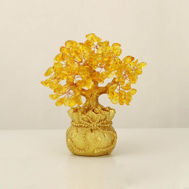 62KD Žlutý Křišťálový Strom Štěstí Stolní Ozdoba Čínské Feng Shui Strom Peněz pro Kreativní Dekoraci Stromu Štěstí pro Domov Of