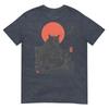 Samurai Cat Eat Raunisex Scroll Phone Japanese Food Humor Art Tshirt