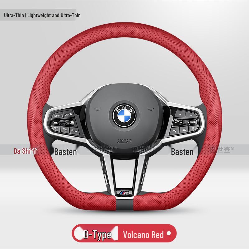 Genuine Leather Steering Wheel Cover for BMW: X5, 1-7 Series, X1-X4, X6, and 525