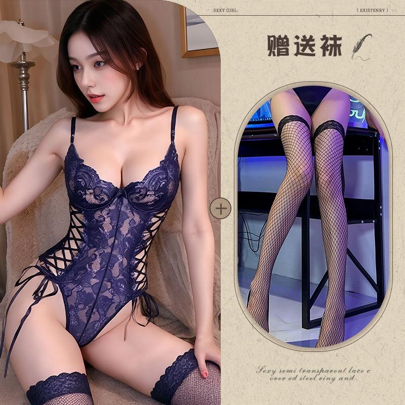 Sexy Lingerie Summer New Lace Hollow Strap with Steel Ring Sling Body Sculpting Free Onesie