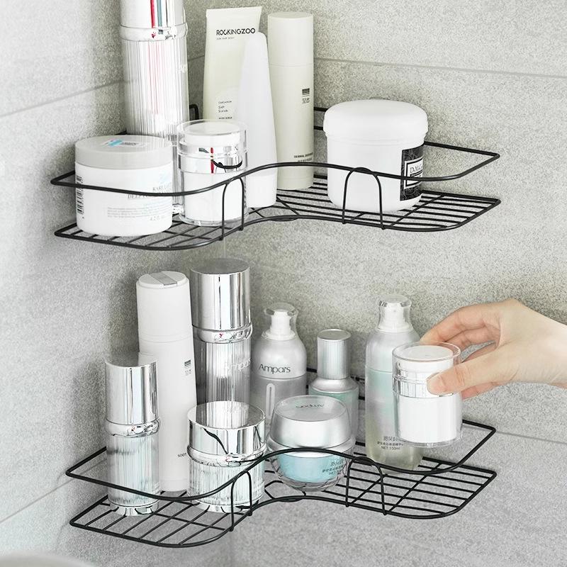 Bathroom Corner Wall Shelf, Punch-Free Mount, Washbasin Storage Rack