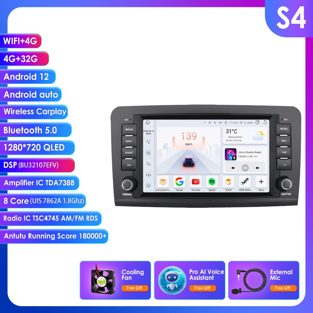 Ossuret 2Din Android 13 Car Radio for Mercedes Benz GL ML W164 ML350 ML500 X164 GL35 GL45 2005-2012 Navigation GPS Intelligent Multimedia Video WIFI