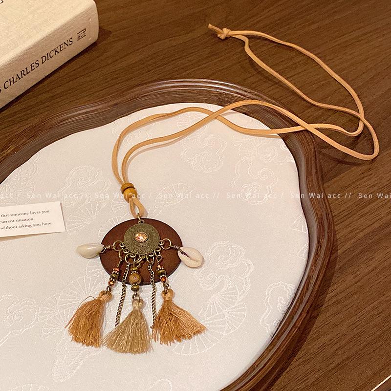 Новое китайское этническое длинное ожерелье с бахромой женская ретро-дизайн цепочка для свитера богемные аксессуары