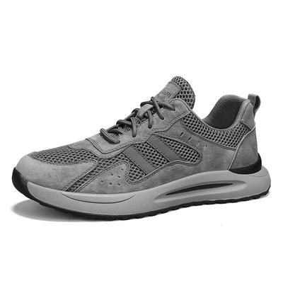 Leisure Mesh Breathable Top Layer Leather Men Sports Shoes Outdoor Mesh Hollowed Out Running Shoes Men Shoes