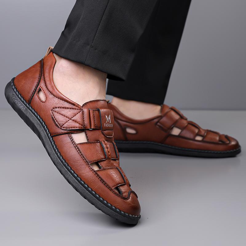 Men's Sandals Shoes Anti-slip Breathable Hollow Outdoor Sports Beach Shoes Casual Sandals Mens Closed Toe Sandals