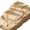 Shein Multilayer Snake Chain Pearl Pendant Necklace - French Style Accessories, Vacuum Electroplated, In Stock