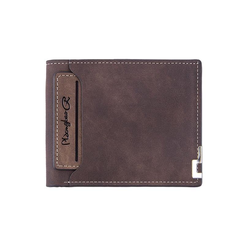 Nubuck Leather Men's Wallet Short Multifunctional Money Clip Fashion Leisure Purse With Iron Edge Card Drawer