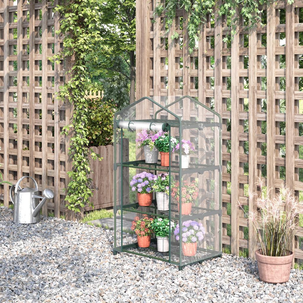 Greenhouse with Shelves, Winter-Proof Foil Greenhouse Hothouse for Balcony, 69 x 49 x 125 cm, Transparent
